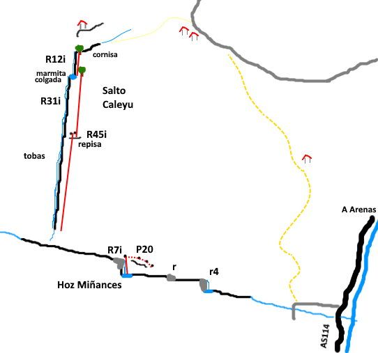 Saltu el Caleyu y la Hoz de Miñances - topografía 1